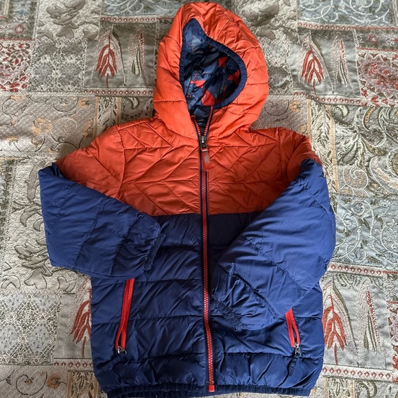 Kids Orange and Blue Down Quilted Jacket - Picture 1 of 9